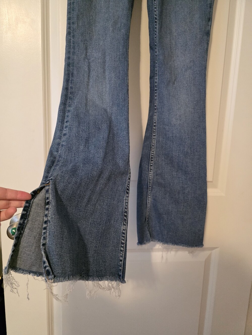 We The Free Flare Distressed Slit Jeans Womens 29 Boho Western Festival Rodeo - Picture 3 of 8